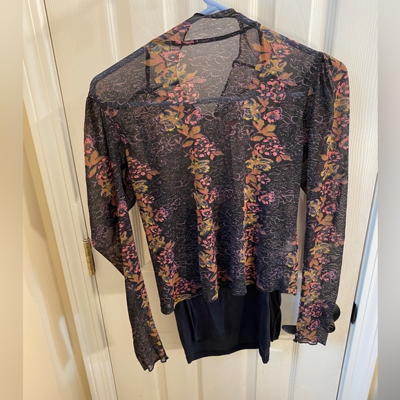 Free People Top Blouse Amber Floral Women Black Small Petite NWT - Picture 2 of 6